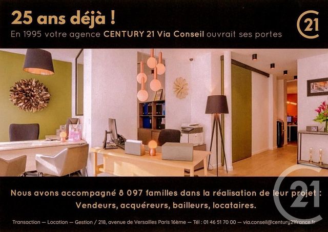 Appartement F4 à louer - 4 pièces - 97.03 m2 - PARIS - 75015 - ILE-DE-FRANCE - Century 21 Via Conseil 16Ème